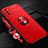 Ultra-thin Silicone Gel Soft Case Cover with Magnetic Finger Ring Stand T02 for Huawei Honor 30 Lite 5G Red