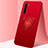 Ultra-thin Silicone Gel Soft Case Cover with Magnetic Finger Ring Stand T02 for Oppo A91 Red