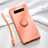 Ultra-thin Silicone Gel Soft Case Cover with Magnetic Finger Ring Stand T02 for Samsung Galaxy S10 Orange