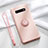 Ultra-thin Silicone Gel Soft Case Cover with Magnetic Finger Ring Stand T02 for Samsung Galaxy S10 Pink