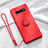 Ultra-thin Silicone Gel Soft Case Cover with Magnetic Finger Ring Stand T02 for Samsung Galaxy S10 Red