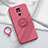 Ultra-thin Silicone Gel Soft Case Cover with Magnetic Finger Ring Stand T02 for Xiaomi Redmi 10X 4G Red Wine