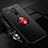 Ultra-thin Silicone Gel Soft Case Cover with Magnetic Finger Ring Stand T03 for OnePlus 7T Pro Red and Black