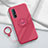 Ultra-thin Silicone Gel Soft Case Cover with Magnetic Finger Ring Stand T03 for Oppo Find X2 Neo Red Wine
