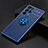 Ultra-thin Silicone Gel Soft Case Cover with Magnetic Finger Ring Stand T03 for Samsung Galaxy S21 Ultra 5G Blue