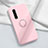 Ultra-thin Silicone Gel Soft Case Cover with Magnetic Finger Ring Stand T04 for Oppo Find X2 Pro Pink