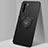 Ultra-thin Silicone Gel Soft Case Cover with Magnetic Finger Ring Stand T05 for Oppo Find X2 Lite Black
