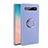 Ultra-thin Silicone Gel Soft Case Cover with Magnetic Finger Ring Stand T08 for Samsung Galaxy S10 Plus Purple