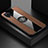 Ultra-thin Silicone Gel Soft Case Cover with Magnetic Finger Ring Stand X01L for Samsung Galaxy A12 Brown