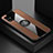 Ultra-thin Silicone Gel Soft Case Cover with Magnetic Finger Ring Stand X01L for Samsung Galaxy M51 Brown