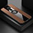 Ultra-thin Silicone Gel Soft Case Cover with Magnetic Finger Ring Stand X01L for Xiaomi Redmi 9 Brown