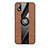Ultra-thin Silicone Gel Soft Case Cover with Magnetic Finger Ring Stand X02L for Samsung Galaxy A01 Core Brown
