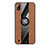 Ultra-thin Silicone Gel Soft Case Cover with Magnetic Finger Ring Stand X02L for Samsung Galaxy A10 Brown