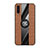 Ultra-thin Silicone Gel Soft Case Cover with Magnetic Finger Ring Stand X02L for Samsung Galaxy A50S Brown