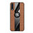Ultra-thin Silicone Gel Soft Case Cover with Magnetic Finger Ring Stand X02L for Samsung Galaxy A70 Brown
