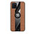 Ultra-thin Silicone Gel Soft Case Cover with Magnetic Finger Ring Stand X02L for Samsung Galaxy A81 Brown