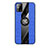 Ultra-thin Silicone Gel Soft Case Cover with Magnetic Finger Ring Stand X02L for Samsung Galaxy M21s Blue