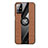 Ultra-thin Silicone Gel Soft Case Cover with Magnetic Finger Ring Stand X02L for Samsung Galaxy M31s Brown