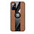 Ultra-thin Silicone Gel Soft Case Cover with Magnetic Finger Ring Stand X02L for Samsung Galaxy M40S Brown