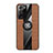 Ultra-thin Silicone Gel Soft Case Cover with Magnetic Finger Ring Stand X02L for Samsung Galaxy Note 20 Ultra 5G Brown