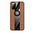 Ultra-thin Silicone Gel Soft Case Cover with Magnetic Finger Ring Stand X02L for Samsung Galaxy S20 5G Brown