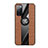 Ultra-thin Silicone Gel Soft Case Cover with Magnetic Finger Ring Stand X02L for Samsung Galaxy S20 Lite 5G Brown
