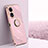 Ultra-thin Silicone Gel Soft Case Cover with Magnetic Finger Ring Stand XL1 for Oppo A78 5G Pink
