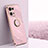 Ultra-thin Silicone Gel Soft Case Cover with Magnetic Finger Ring Stand XL1 for Oppo F21s Pro 4G Pink