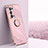 Ultra-thin Silicone Gel Soft Case Cover with Magnetic Finger Ring Stand XL1 for Oppo Reno6 Pro 5G Pink