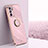 Ultra-thin Silicone Gel Soft Case Cover with Magnetic Finger Ring Stand XL1 for Oppo Reno6 Z 5G Pink