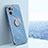 Ultra-thin Silicone Gel Soft Case Cover with Magnetic Finger Ring Stand XL1 for Oppo Reno7 5G Blue