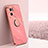 Ultra-thin Silicone Gel Soft Case Cover with Magnetic Finger Ring Stand XL1 for Oppo Reno7 Pro 5G Hot Pink
