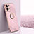 Ultra-thin Silicone Gel Soft Case Cover with Magnetic Finger Ring Stand XL1 for Oppo Reno8 5G Pink