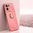 Ultra-thin Silicone Gel Soft Case Cover with Magnetic Finger Ring Stand XL1 for Oppo Reno8 Pro 5G Hot Pink