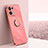 Ultra-thin Silicone Gel Soft Case Cover with Magnetic Finger Ring Stand XL1 for Oppo Reno9 5G Hot Pink
