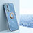 Ultra-thin Silicone Gel Soft Case Cover with Magnetic Finger Ring Stand XL1 for Vivo T2 5G Blue