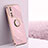Ultra-thin Silicone Gel Soft Case Cover with Magnetic Finger Ring Stand XL1 for Vivo T2 5G Pink
