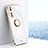 Ultra-thin Silicone Gel Soft Case Cover with Magnetic Finger Ring Stand XL1 for Vivo T2 5G White