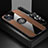 Ultra-thin Silicone Gel Soft Case Cover with Magnetic Finger Ring Stand Z01 for Apple iPhone 13 Brown