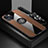 Ultra-thin Silicone Gel Soft Case Cover with Magnetic Finger Ring Stand Z01 for Apple iPhone 13 Mini Brown