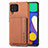 Ultra-thin Silicone Gel Soft Case Cover with Magnetic S01D for Samsung Galaxy F62 5G Brown