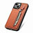 Ultra-thin Silicone Gel Soft Case Cover with Magnetic S05D for Apple iPhone 13 Brown
