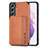 Ultra-thin Silicone Gel Soft Case Cover with Magnetic S05D for Samsung Galaxy S21 5G Brown