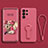 Ultra-thin Silicone Gel Soft Case Cover with Stand for Samsung Galaxy S22 Ultra 5G Red Wine