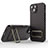 Ultra-thin Silicone Gel Soft Case Cover with Stand KC2 for Apple iPhone 13 Brown