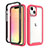 Ultra-thin Silicone Gel Soft Matte Finish Front and Back Case 360 Degrees Cover for Apple iPhone 13 Mini Red and Black