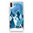 Ultra-thin Transparent Flowers Soft Case Cover T22 for Apple iPhone X Blue