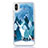 Ultra-thin Transparent Flowers Soft Case Cover T22 for Apple iPhone Xs Max Blue