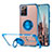 Ultra-thin Transparent TPU Soft Case Cover with Magnetic Finger Ring Stand S01 for Samsung Galaxy Note 20 Ultra 5G Blue