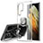Ultra-thin Transparent TPU Soft Case Cover with Magnetic Finger Ring Stand S04 for Samsung Galaxy S21 Ultra 5G